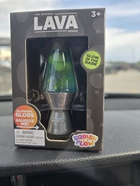 Needoh Squishy LAVA Brand Green Glow-in-the-Dark Mini Lava Lamp